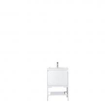 James Martin Furniture 801V23.6GWGWGW - Milan 23.6'' Single Vanity Cabinet, Glossy White, Glossy White w/Glossy White Composite