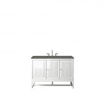 James Martin Furniture E645-V48-GW-3GEX - Athens 48'' Single Vanity Cabinet, Glossy White, w/ 3 CM Grey Expo Quartz Top