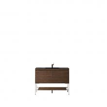 James Martin Furniture 801V47.3WLTBNKCHB - Milan 47.3'' Single Vanity Cabinet, Mid Century Walnut, Brushed Nickel w/Charcoal Black