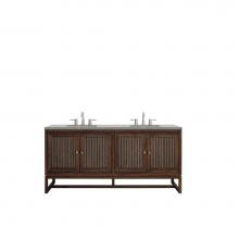 James Martin Furniture E645-V72-MCA-3ESR - Athens 72'' Double Vanity Cabinet, Mid Century Acacia, w/ 3 CM Eternal Serena Top