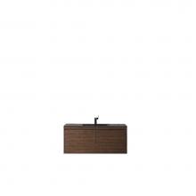 James Martin Furniture 801V47.3WLTCHB - Milan 47.3'' Single Vanity Cabinet, Mid Century Walnut w/Charcoal Black Composite Top