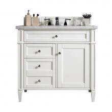 James Martin Furniture 650-V36-BW-3EJP - Brittany 36'' Bright White Single Vanity w/ 3 CM Eternal Jasmine Pearl Quartz Top