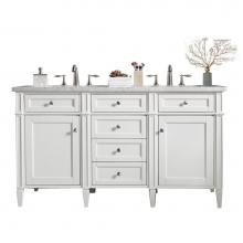 James Martin Furniture 650-V60D-BW-3CAR - Brittany 60'' Bright White Double Vanity w/ 3 CM Carrara Marble Top