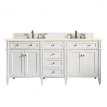 James Martin Furniture 650-V72-BW-3EMR - Brittany 72'' Bright White Double Vanity w/ 3 CM Eternal Marfil Quartz Top