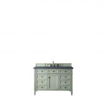 James Martin Furniture 650-V48-SGR-3CSP - Brittany 48'' Sage Green Single Vanity w/ 3 CM Charcoal Soapstone Quartz Top