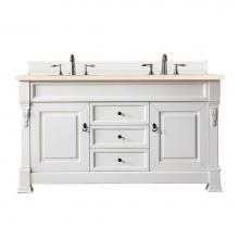 James Martin Furniture 147-V60D-BW-3EMR - Brookfield 60'' Bright White Double Vanity w/ 3 CM Eternal Marfil Quartz Top