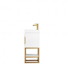  388-V16-GW-RGD-WG - Columbia 16'' Single Vanity Cabinet, Glossy White, Radiant Gold, w/ White Glossy Resin C