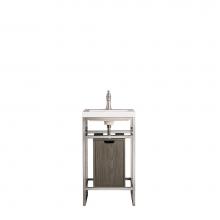 James Martin Furniture C105-V20-BNK-SC-AGR-WG - Boston 20'' Stainless Steel Sink Console, Brushed Nickel w/ Ash Gray Storage Cabinet, Wh