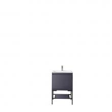 James Martin Furniture 801V23.6MGGMBKGW - Milan 23.6'' Single Vanity Cabinet, Modern Grey Glossy, Matte Black w/Glossy White Compo
