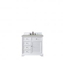 James Martin Furniture 238-104-V36-BW-3ESR - Savannah 36'' Single Vanity Cabinet, Bright White, w/ 3 CM Eternal Serena Quartz Top