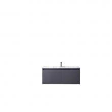 James Martin Furniture 801V47.3MGGGW - Milan 47.3'' Single Vanity Cabinet, Modern Grey Glossy w/Glossy White Composite Top