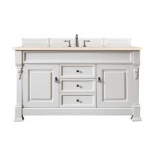 James Martin Furniture 147-V60S-BW-3EMR - Brookfield 60'' Bright White Single Vanity w/ 3 CM Eternal Marfil Quartz Top