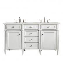 James Martin Furniture 650-V60D-BW-3ESR - Brittany 60'' Bright White Double Vanity w/ 3 CM Eternal Serena Quartz Top