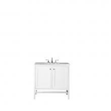 James Martin Furniture E445-V36-GW-3AF - Addison 36'' Single Vanity Cabinet (w/Doors), Glossy White, w/ 3 CM Arctic Fall Solid Su