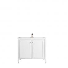  E652-V39.5-GW-WG - Britannia 39.5'' Single Vanity Cabinet, Glossy White w/ White Glossy Resin Countertop
