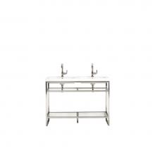 James Martin Furniture C105-V47-BNK-WG - Boston 47'' Stainless Steel Sink Console (Double Basins), Brushed Nickel w/ White Glossy