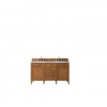 James Martin Furniture 650-V60D-SBR-3AF - Brittany 60'' Saddle Brown Double Vanity w/ 3 CM Arctic Fall Solid Surface Top