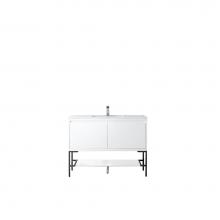 James Martin Furniture 801V47.3GWMBKGW - Milan 47.3'' Single Vanity Cabinet, Glossy White, Matte Black w/Glossy White Composite T