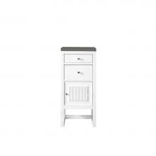 James Martin Furniture E645-B15R-GW-3GEX - Athens 15'' Cabinet w/ Drawers & Door, Glossy White w/ 3 CM Grey Expo Quartz Top