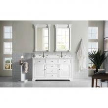 James Martin Furniture 238-104-V60D-BW-3EJP - Savannah 60'' Double Vanity Cabinet, Bright White, w/ 3 CM Eternal Jasmine Pearl Quartz