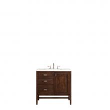 James Martin Furniture E444-V36-MCA-3CLW - Addison 36'' Single Vanity Cabinet, Mid Century Acacia, w/ 3 CM Classic White Quartz Top