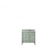 James Martin Furniture 650-V36-SGR-3EJP - Brittany 36'' Sage Green Single Vanity w/ 3 CM Eternal Jasmine Pearl Quartz Top