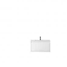 James Martin Furniture 801V35.4GWGW - Milan 35.4'' Single Vanity Cabinet, Glossy White w/Glossy White Composite Top