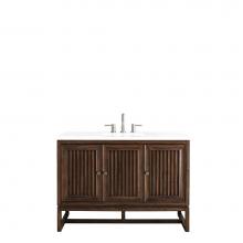 James Martin Furniture E645-V48-MCA-3CLW - Athens 48'' Single Vanity Cabinet, Mid Century Acacia, w/ 3 CM Classic White Quartz Top