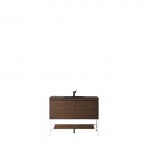 James Martin Furniture 801V47.3WLTGWCHB - Milan 47.3'' Single Vanity Cabinet, Mid Century Walnut, Glossy White w/Charcoal Black Co
