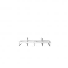 James Martin Furniture 055BK18BNK63WG - Three Boston 18'' Wall Brackets, Brushed Nickel w/63'' White Glossy Resin Coun