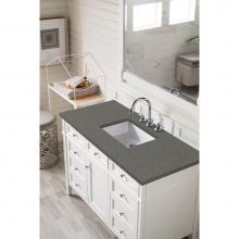 James Martin Furniture 650-V48-BW-3GEX - Brittany 48'' Bright White Single Vanity w/ 3 CM Grey Expo Quartz Top