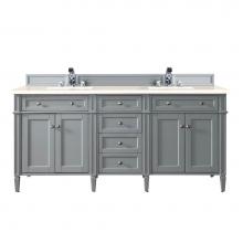 James Martin Furniture 650-V72-UGR-3EMR - Brittany 72'' Urban Gray Double Vanity w/ 3 CM Eternal Marfil Quartz Top