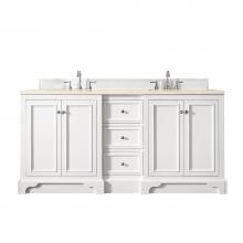 James Martin Furniture 825-V72-BW-3EMR - De Soto 72'' Double Vanity, Bright White, w/ 3 CM Eternal Marfil Quartz Top