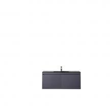 James Martin Furniture 801V47.3MGGCHB - Milan 47.3'' Single Vanity Cabinet, Modern Grey Glossy w/Charcoal Black Composite Top