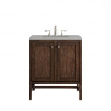 James Martin Furniture E445-V30-MCA-3ESR - Addison 30'' Single Vanity Cabinet (w/Doors), Mid Century Acacia, w/ 3 CM Eternal Serena