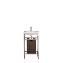 James Martin Furniture C105-V20-BNK-SC-WLT-WG - Boston 20'' Stainless Steel Sink Console, Brushed Nickel w/ Mid Century Walnut Storage C