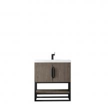 James Martin Furniture 388-V31.5-AGR-MBK-WG - Columbia 31.5'' Single Vanity Cabinet, Ash Gray, Matte Black, w/ White Glossy Resin Coun