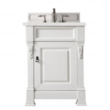 James Martin Furniture 147-V26-BW-3ESR - Brookfield 26'' Bright White Single Vanity w/ 3 CM Eternal Serena Quartz Top