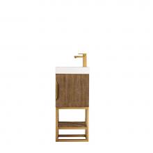  388-V16-LTO-RGD-WG - Columbia 16'' Single Vanity Cabinet, Latte Oak, Radiant Gold, w/ White Glossy Resin Coun