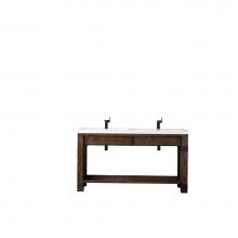 James Martin Furniture C205-V63-RSA-WG - Brooklyn 63'' Wooden Sink Console, Rustic Ash w/ White Glossy Resin Countertop