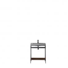 James Martin Furniture C325V27.6MBKWLTMGR - Como 27.6'' Sink Console, Matte Black, Mid Century Walnut w/Modern Grey Composite Top