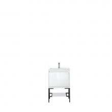 James Martin Furniture 801V23.6GWMBKGW - Milan 23.6'' Single Vanity Cabinet, Glossy White, Matte Black w/Glossy White Composite T