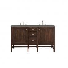 James Martin Furniture E444-V60D-MCA-3GEX - Addison 60'' Double Vanity Cabinet, Mid Century Acacia, w/ 3 CM Grey Expo Quartz Top