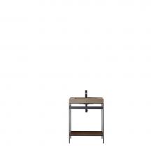 James Martin Furniture C325V27.6MBKWLTSTG - Como 27.6'' Sink Console, Matte Black, Mid Century Walnut w/Stone Grey Composite Top