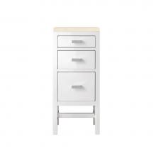 James Martin Furniture E444-BC15-GW-3EMR - Addison 15''  Base Cabinet w/ Drawers, Glossy White w/ 3 CM Eternal Marfil Top
