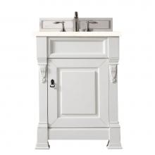 James Martin Furniture 147-V26-BW-3EMR - Brookfield 26'' Bright White Single Vanity w/ 3 CM Eternal Marfil Quartz Top