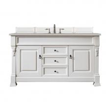 James Martin Furniture 147-V60S-BW-3ESR - Brookfield 60'' Bright White Single Vanity w/ 3 CM Eternal Serena Quartz Top