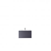James Martin Furniture 801V35.4MGGGW - Milan 35.4'' Single Vanity Cabinet, Modern Grey Glossy w/Glossy White Composite Top