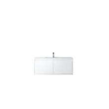 James Martin Furniture 801V47.3GWGW - Milan 47.3'' Single Vanity Cabinet, Glossy White w/Glossy White Composite Top