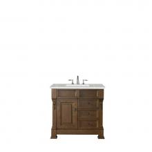 James Martin Furniture 147-114-5576-3ESR - Brookfield 36'' Country Oak Single Vanity  w/ 3 CM Eternal Serena Quartz Top